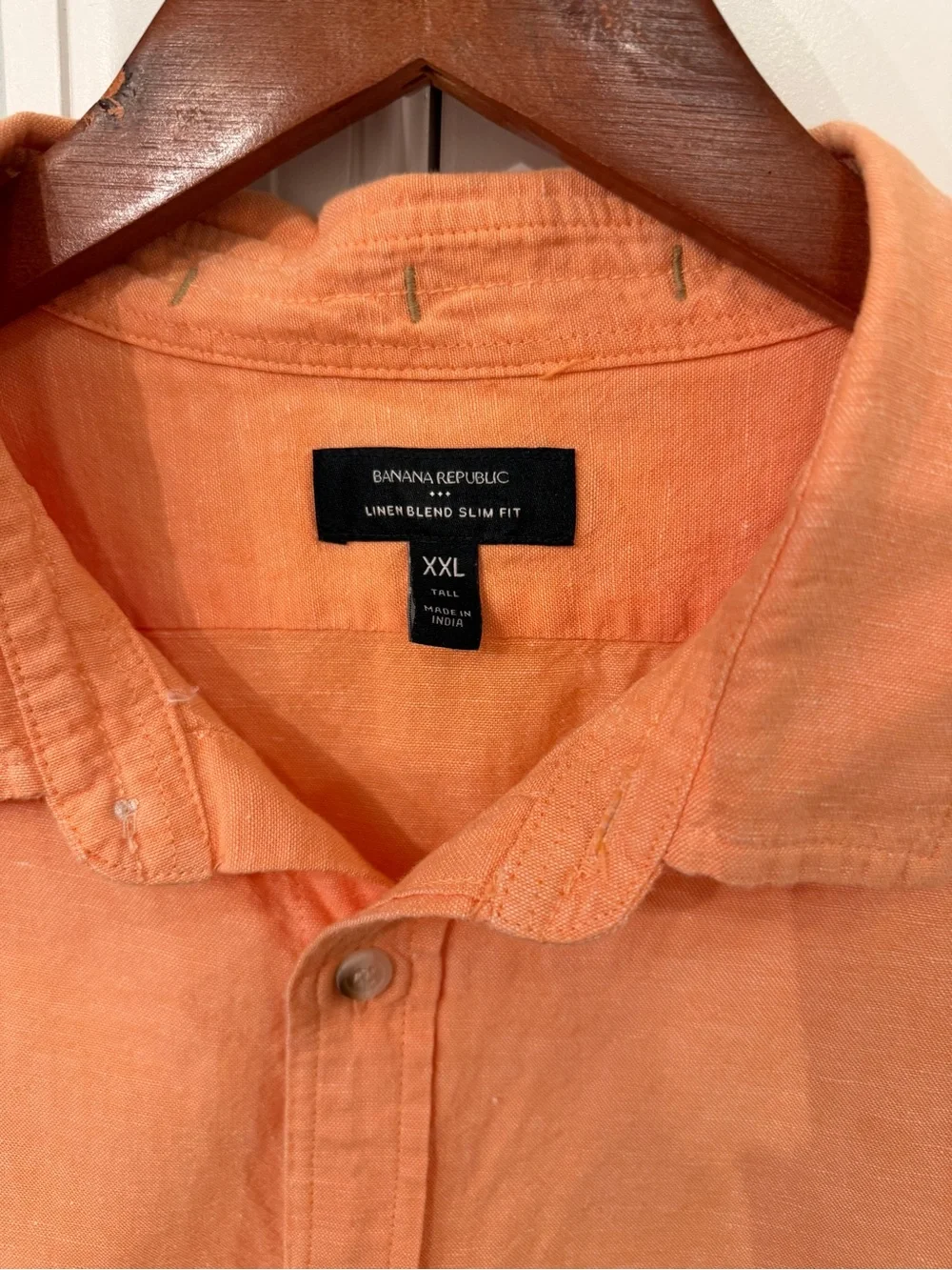 Banana Republic XXL Tall Linen Blend Short Sleeve Button Up Shirt Orange